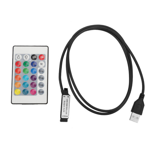 5V 24-Tasten RGB-LED USB IR-Controller, 150mAh, 1m 1