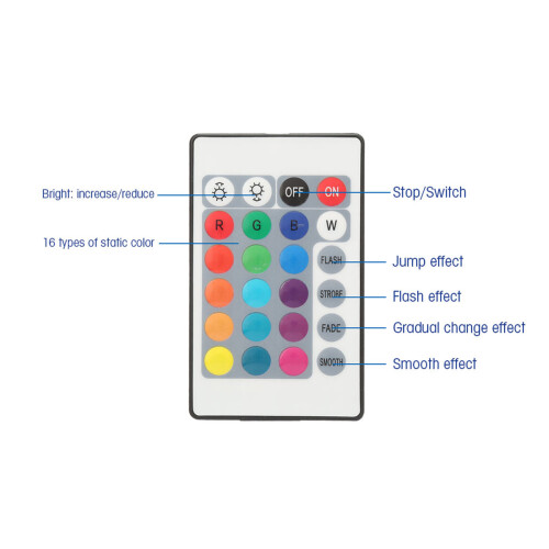 5V 24-Tasten RGB-LED USB IR-Controller, 150mAh, 1m 2