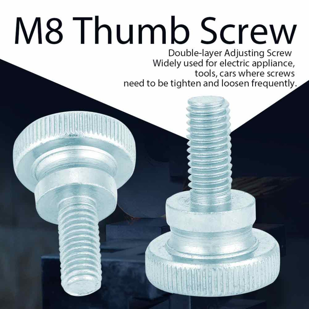 10Pcs M8 X 18Mm Zinc Plated Carbon Steel Flat Knurled Thumb Screws 9411363461611