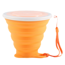 Mug de voyage pour les amateurs de plein air, gobelet portable pliable, en silicone alimentaire avec bord en acier inoxydable, réutilisable et