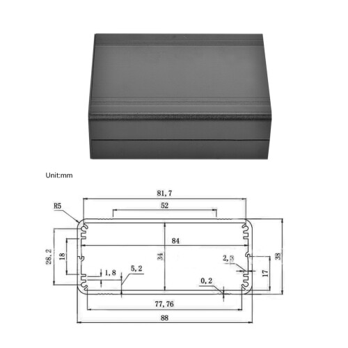 Aluminium Alloy Electronic Project Box Sandblast Black Oxidized Enclosure DIY 2