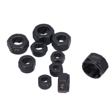 10 Stück Schwarze Mutternausdreher für abgebrochene Muttern 9-27mm Sechskant