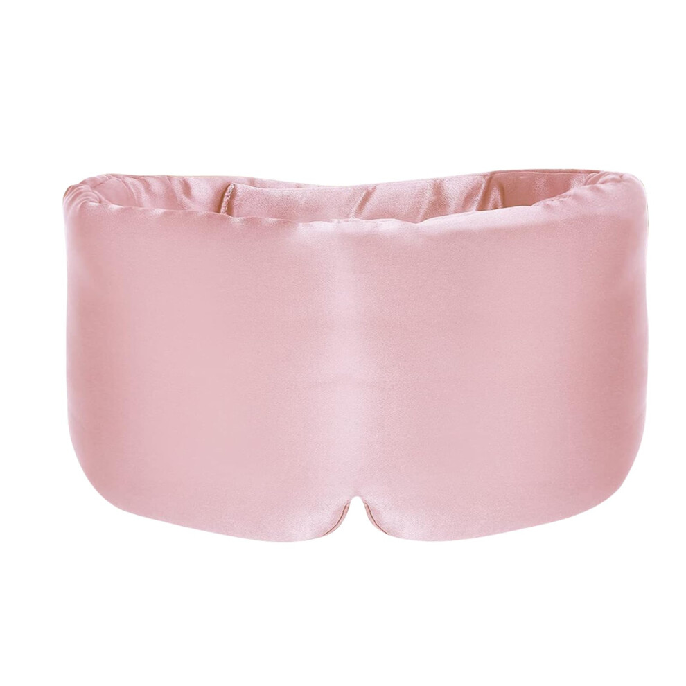 Pink Silk Sleep Mask Ice Silk Eye Mask, 100% Blackout, Unisex Adjustable, Night Travel Nap Satin Cover
