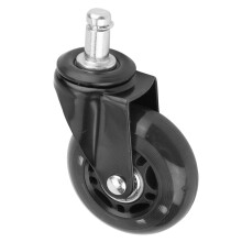 2,5-Zoll PU-Lenkrolle, Ø 65 mm, 50–60 kg, Schwarz/Transparent.