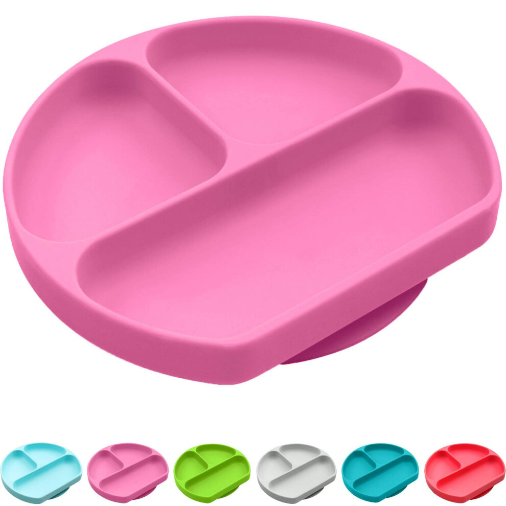 Four Point Suction Baby Dishes, Dishwasher Safe, Microwave Compatible, Premium Food Grade Silicone Suction Plates for Mess-Free Feeding, Baby Self-Fee