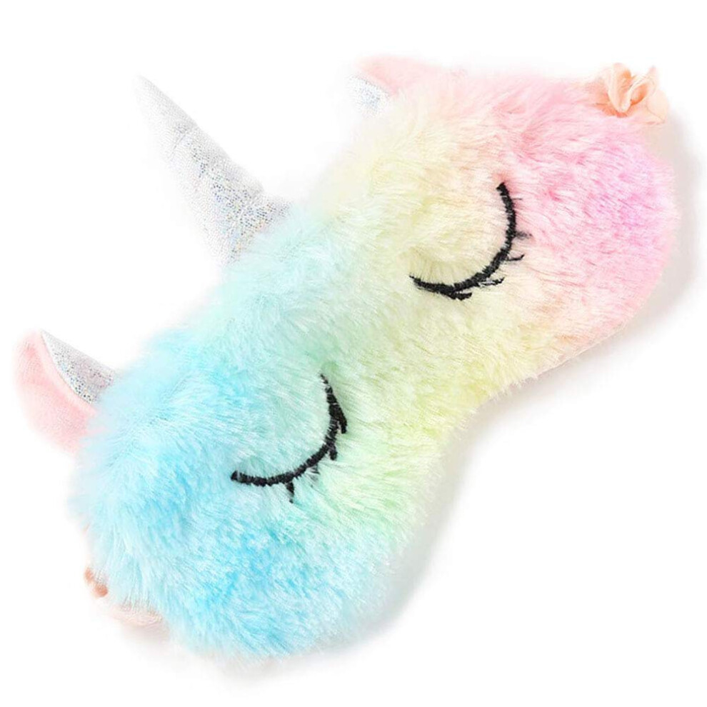 Light Sleeping Mask 3D Fluffy Animal Eye Mask Travel Breathable Eyeshade Unicorn Rainbow Cartoon For Kids And Adults Women