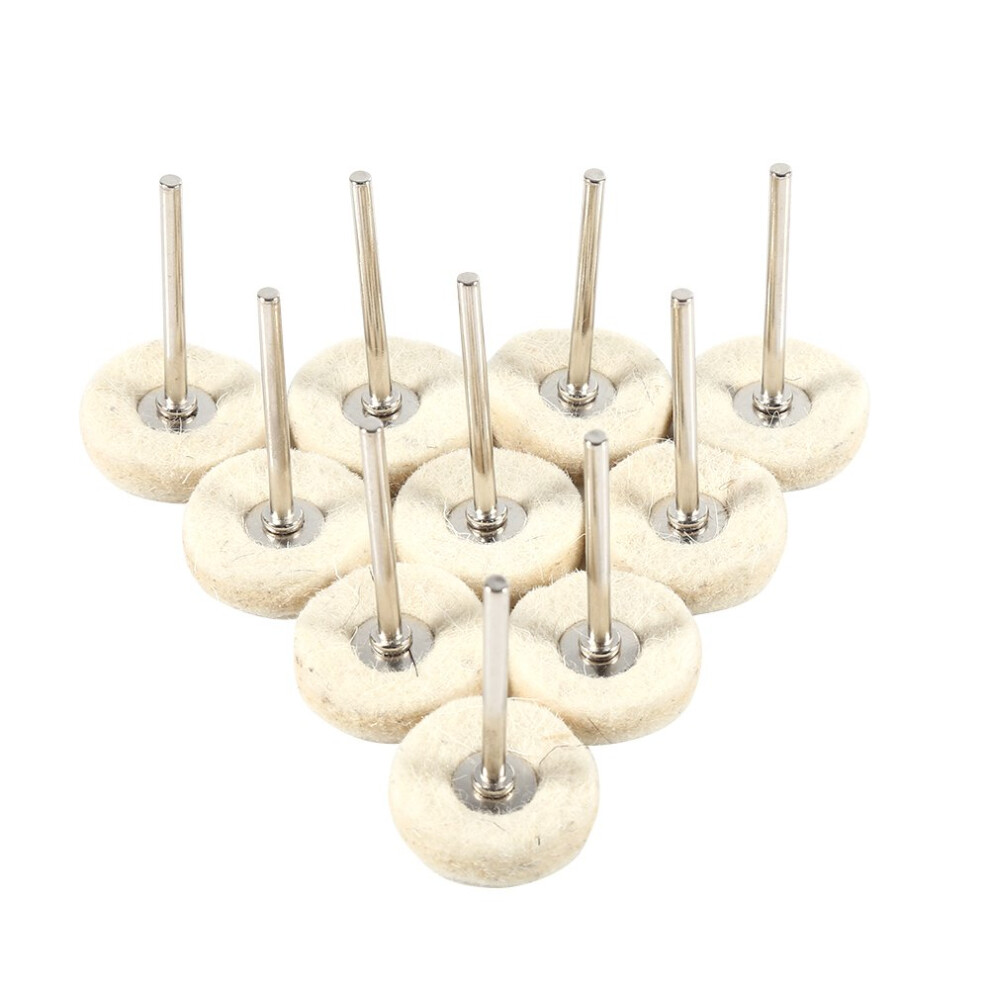 Polishing Buffing Wheels Wool Felt Rotary Tool Accessories For Metal And Plastic 25Mm 10Piece With Handle 9105992319909