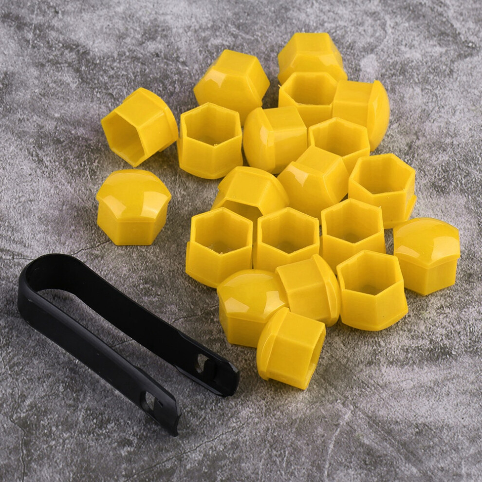 Car Wheel Nut Caps 20Pcs 17Mm Anti Theft Hub Shield Set Yellow 7901363482621