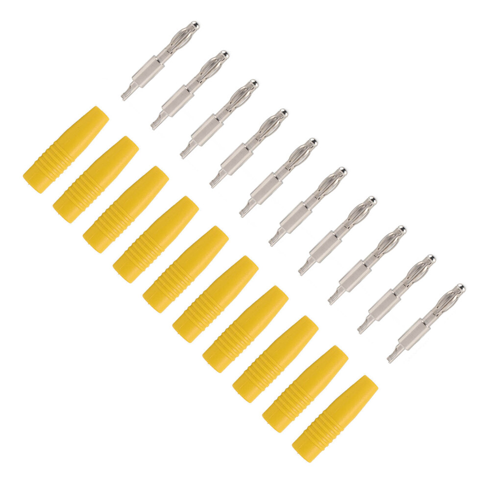 10Pack 4Mm Banana Solder Plug Yellow 22.040 Male Connector Adapter 7891363481017