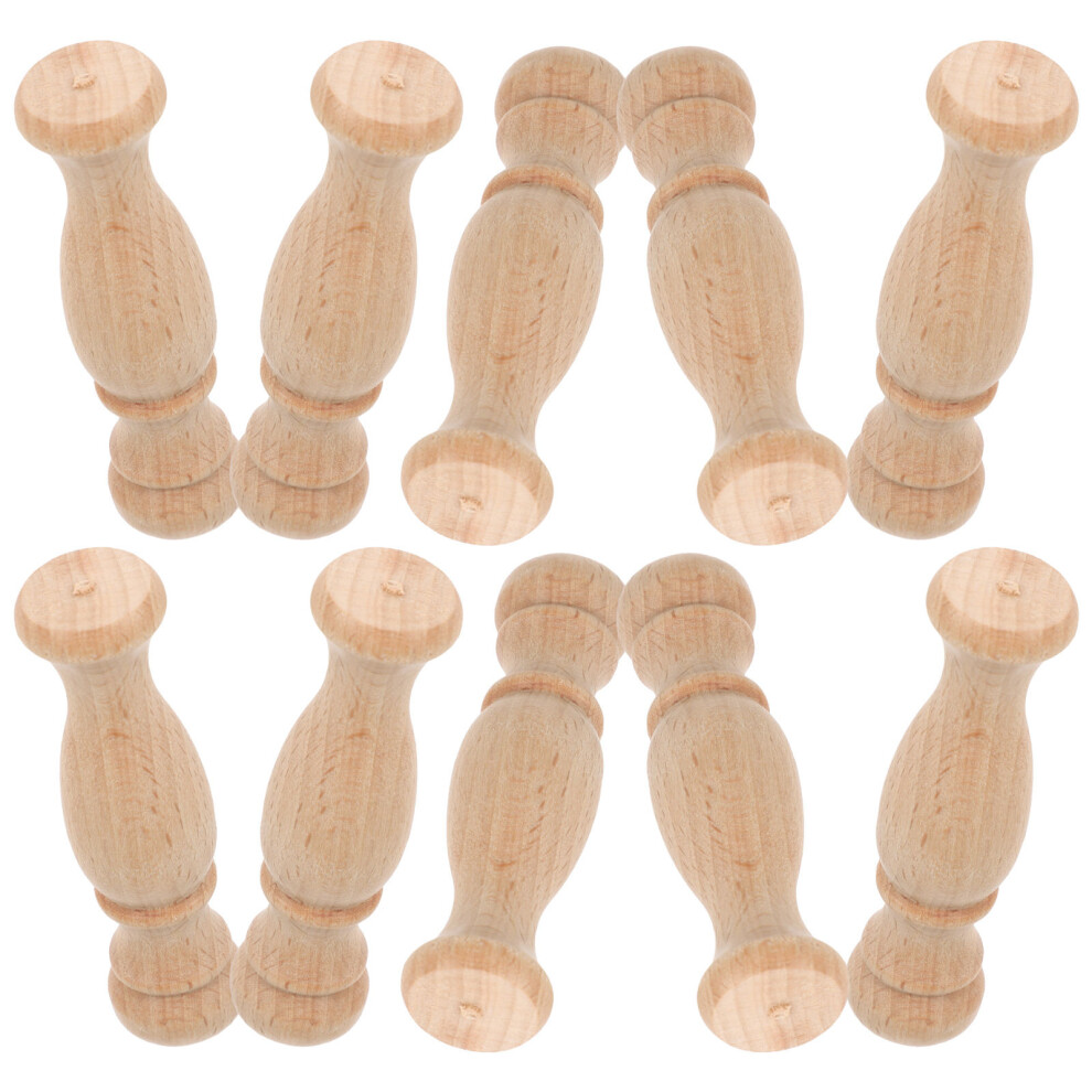 10Pcs Unfinished Wood Stair Balusters Khaki Decorative Roman Spindles 3522681046445