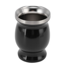 230ml Doppelwandiger schwarzer Edelstahl-Teebecher, 11x8cm