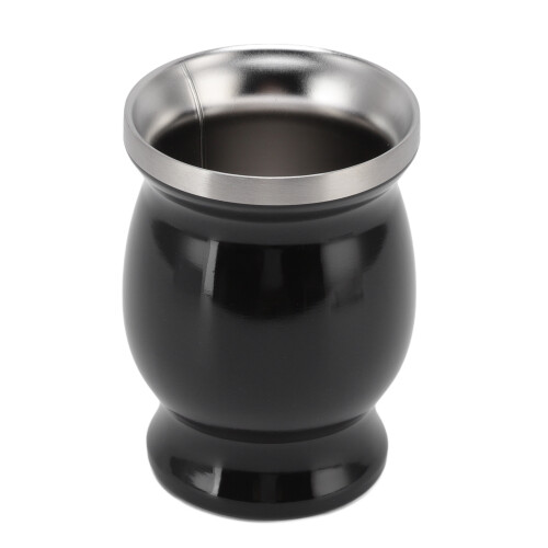 230ml Doppelwandiger schwarzer Edelstahl-Teebecher, 11x8cm