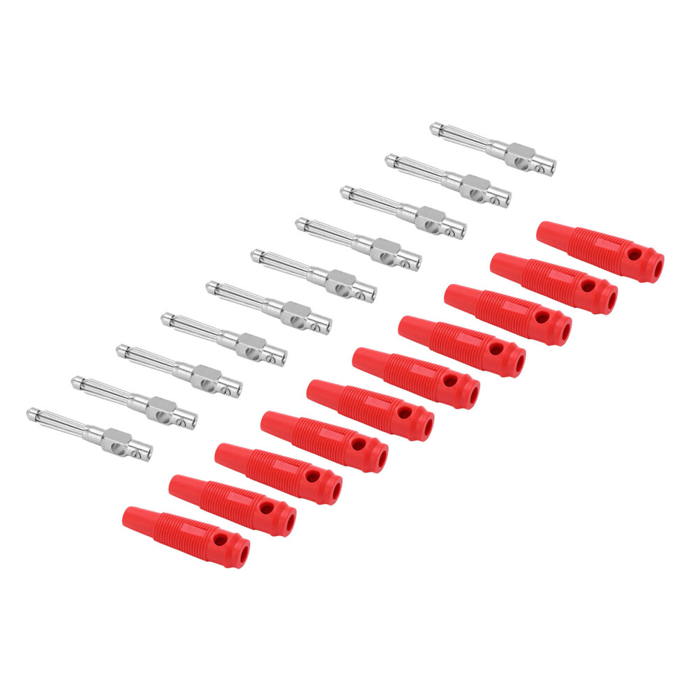 10Pcs 4Mm Copper Banana Plugs 32A 1000V Red Stackable 4631363480084