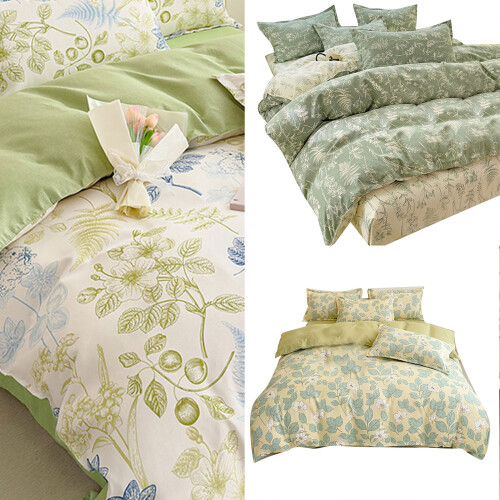 Brushed Cotton 4Pcs Bedding Collection-Birds singing and fr 2