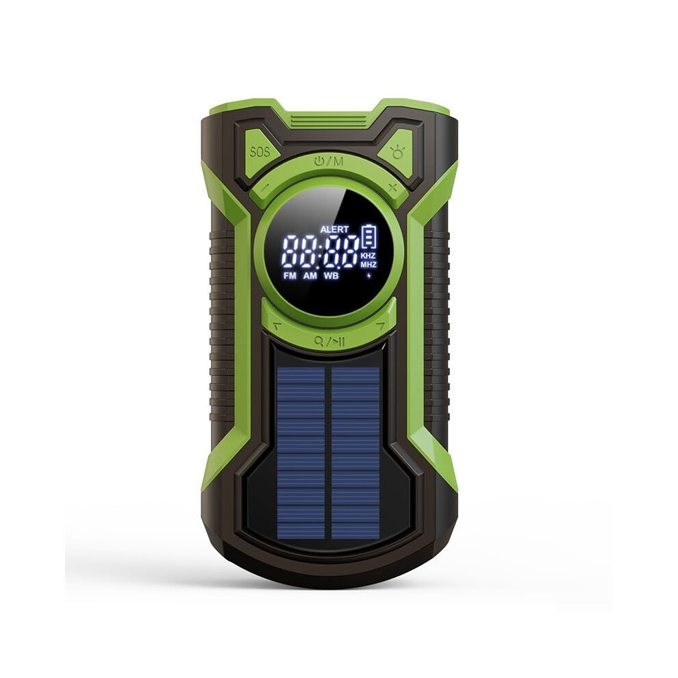 Solar Hand Crank Radios 5000Mah Weather Radio With Hand Crank Fm Am Led Flashlight Power Bank Green 9105992320592