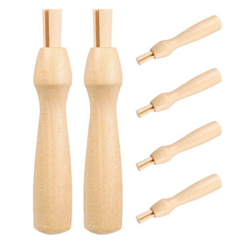 6Pcs Ergonomic Wooden Needle Felting Handles Replacement Craft Tools