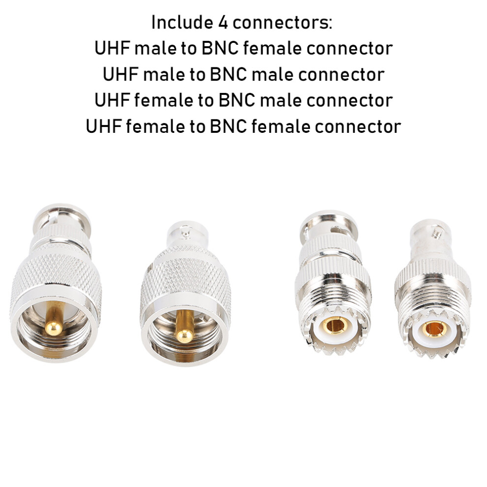 4 Pcs Uhf To Bnc Nickel Plated Copper Adapter Set For Radio & Wifi 3291363480838