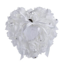 Wedding Ring Cushion Foam Rose For Western Style Weddings Heart Shaped White One Size Fits All Rhinestone Decor
