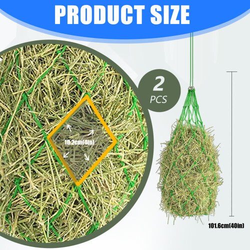 2pcs Horse Hays Net Mesh Pattern Regulates Eating Speed-Green 1