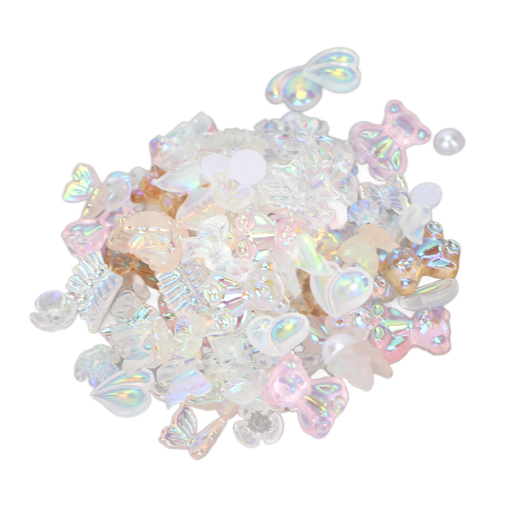 Delicate Bow Bear Nail Art Ornaments 3D Resin Decor Safe for Skin 6pcs