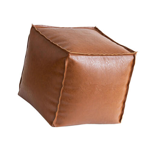 Sturdy PU Leather Storage Pouf Organizers Seat for-Deep coffee