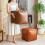 Sturdy PU Leather Storage Pouf Organizers Seat for-Deep coffee 5