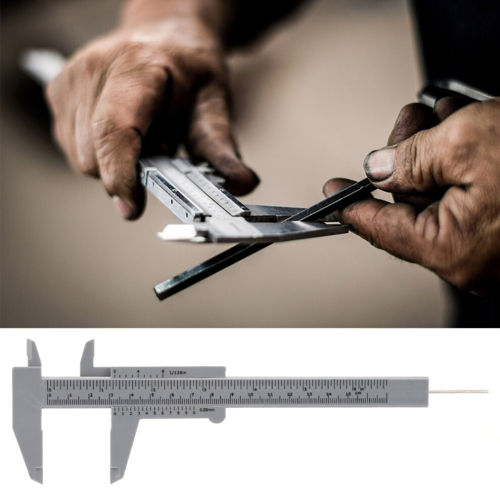 High Precision 150Mm Plastic Vernier Caliper Double Rules 0.5Mm Grey 9351363487528