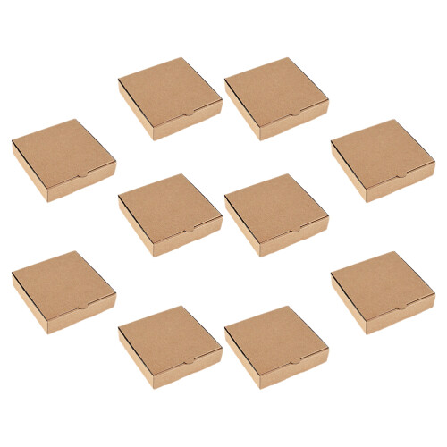 10Pcs Mini Pizzabackar Kvadratiska Pappbehållare Kraftpapper