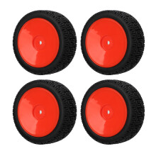 4 Stück 1/10 RC Gummireifen Set 70 mm Langlebige Räder für Flachwagen Rot
