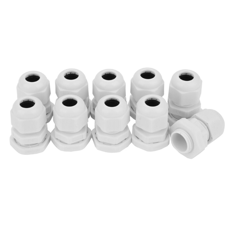 10Pcs White Nylon Waterproof Cable Gland Pg9 Ip68 S 4271363494003