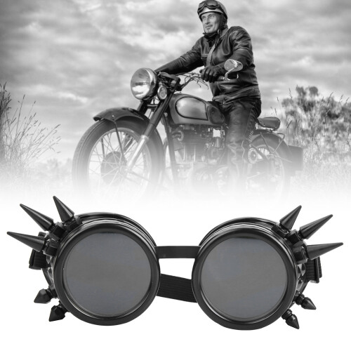 Vintage Spiked Steampunk Goggles Black Double Layer Windproof Cosplay 2