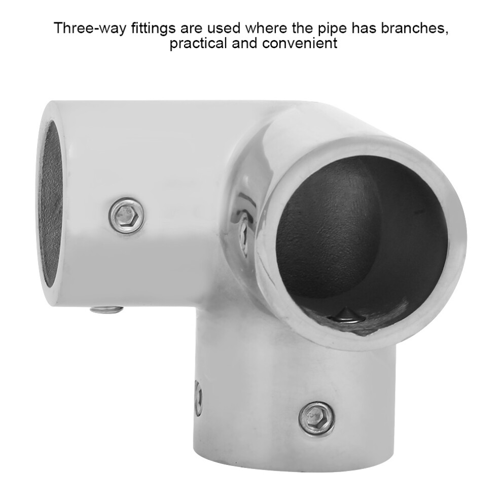 Aussie Stainless Steel 3-Way Corner Pipe Fitting 1-Inch Elbow With Side Outlet 9441363496092