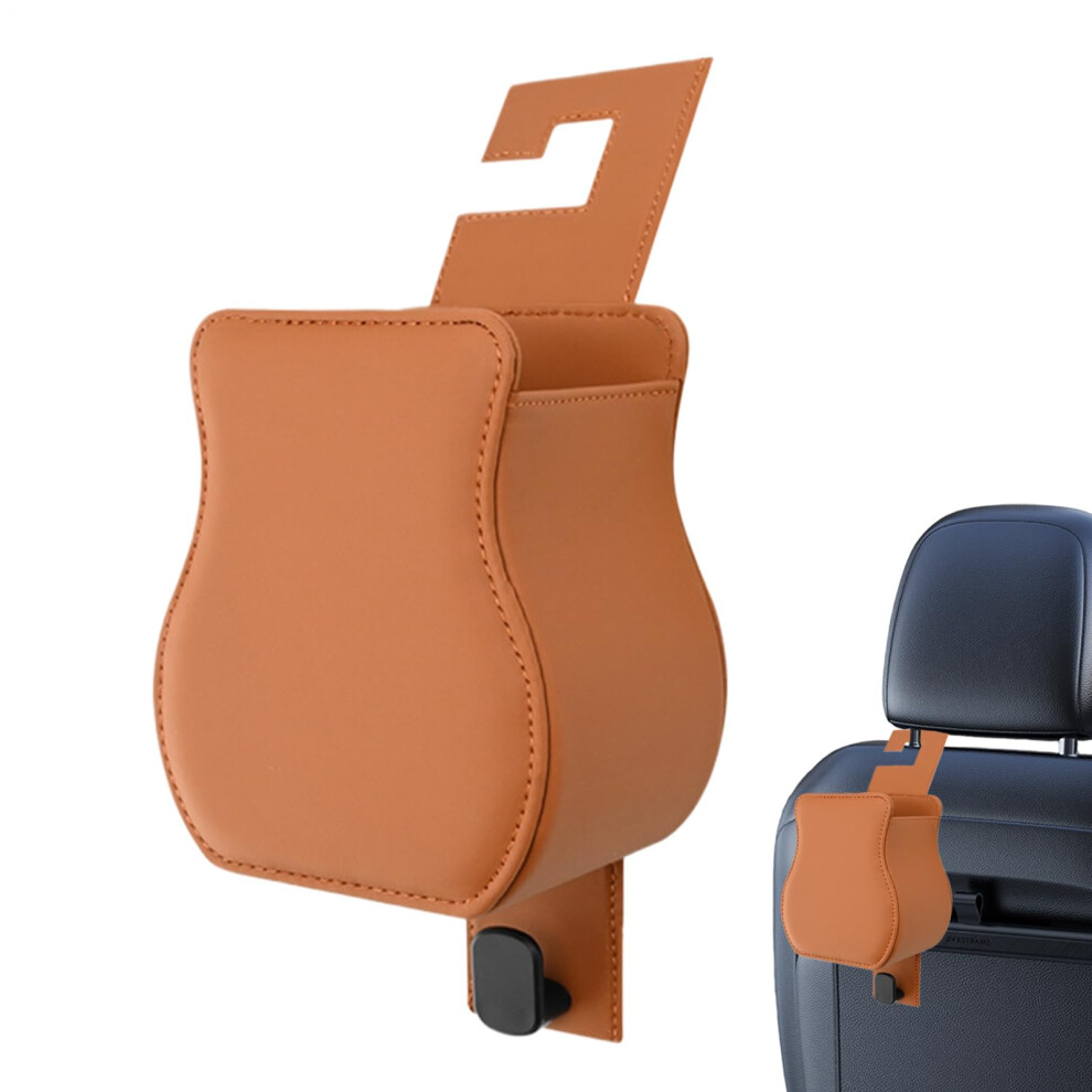 Auto Cup Holder Backseat Organizer With Storage Hook For Bags Phones Purses Umbrellas Fits Auto Rv Suv Travel Brown 9339159332603