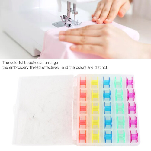 Colourful Sewing Machine Bobbins 20pcs Plastic Embroidery with Storage Box 2