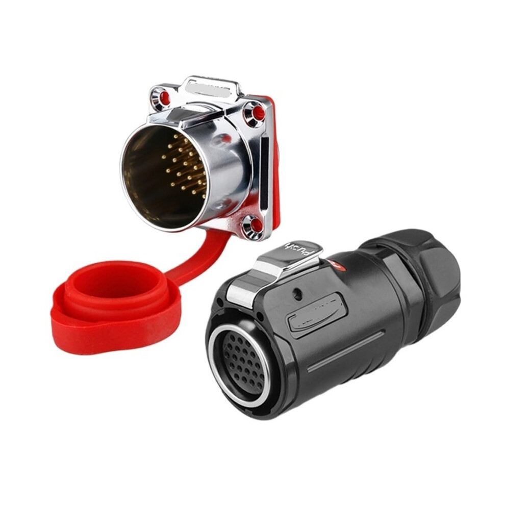 Lp-24 Signal Connector 24 Core Multi-Pin Multi-Core Aviation Plug Industrial Waterproof Aviation Plug Socket(Flange Reverse Installation) 9323874066677