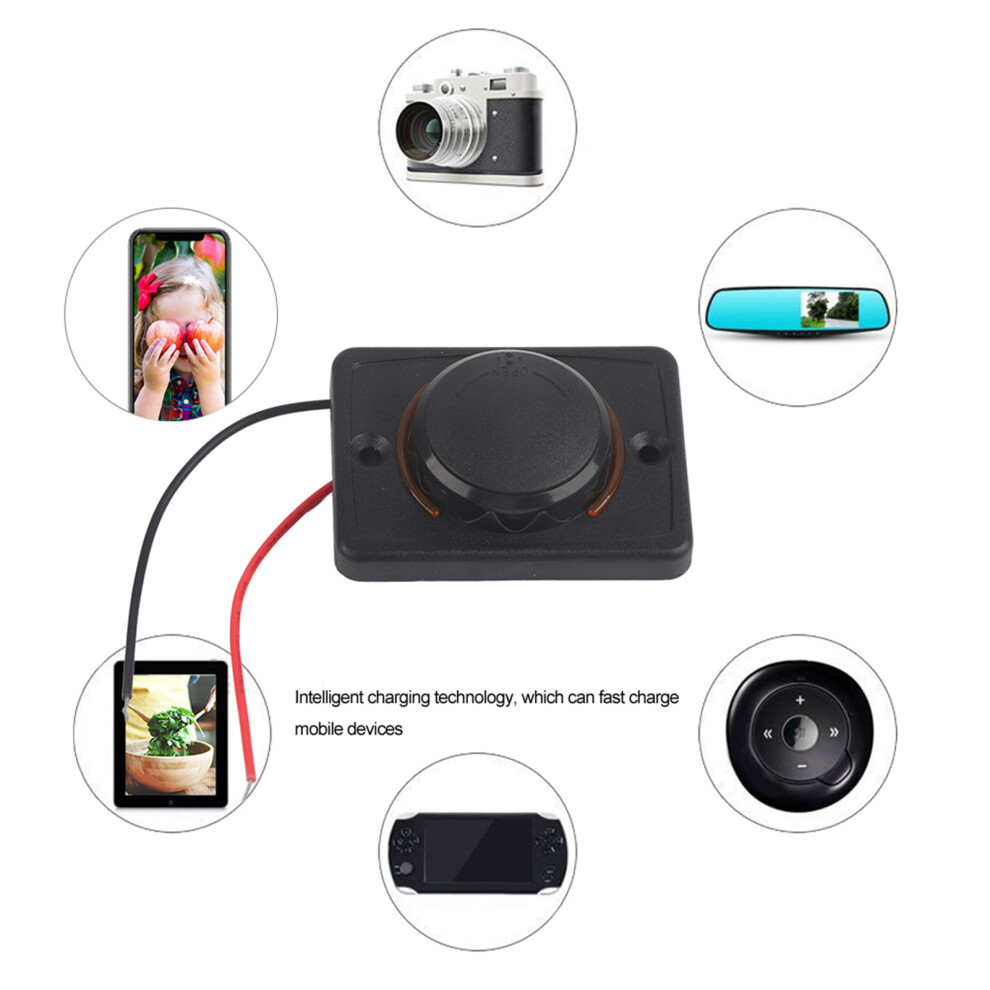 Dc12v/24V Car Dual Usb Charger Socket With Led 3.1A Power Outlet Black 8761363497648