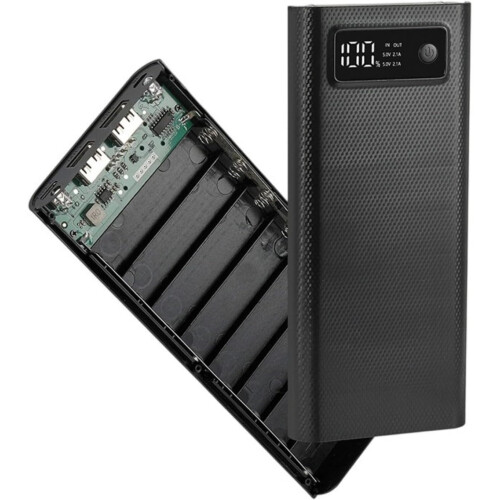 18650 Battery Pack Enclosure With Double USB Port Quick Charging Case For Fast Charging Black Normal Version Ref: 2358 2