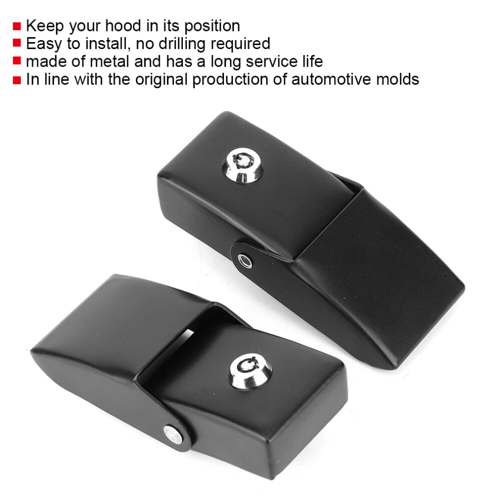 2Pcs Metal Hood Lock Catches For Jeep Wrangler 2007-2017 Black 8401363497988