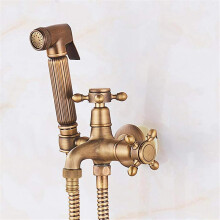 Antique Brass Bidet Faucet Single Handle Wall Mounted Shattaf Retro Style Muslim Toilet Compatible