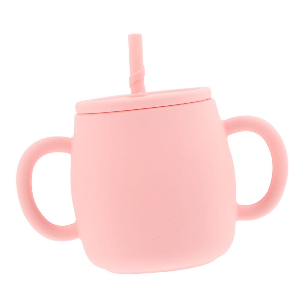 Silicone Training Cup With Straw DropResistant SoftGrip Handle Independent Drinking For Toddlers