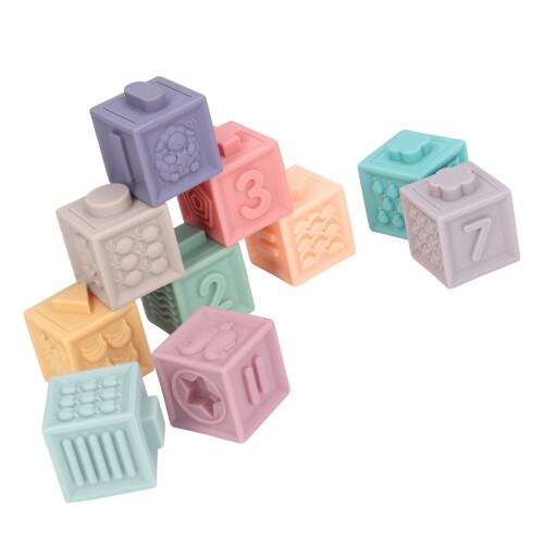 12pcs Soft Vinyl Baby Building Blocks Infant Teether Stacking Toy 6M+ 2
