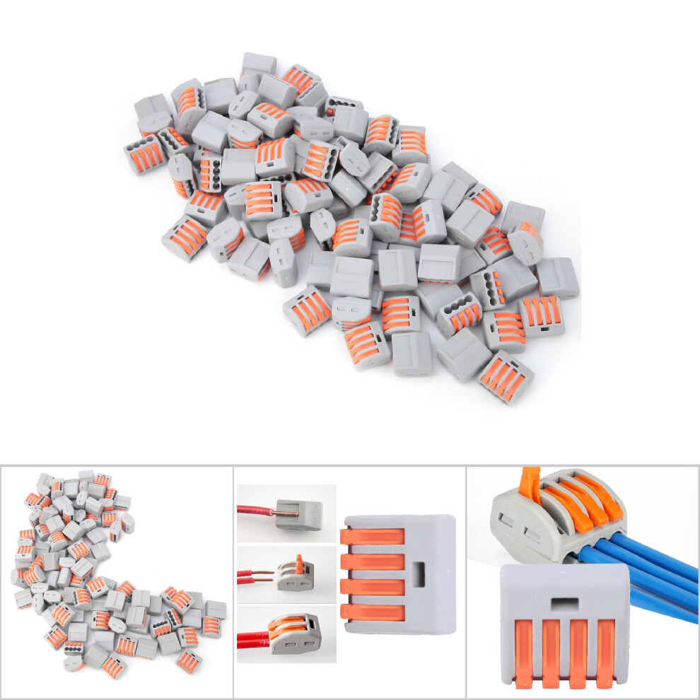 Compact 100Pcs 4 Way Reusable Terminal Block Pct-214 Connectors 7901363501155