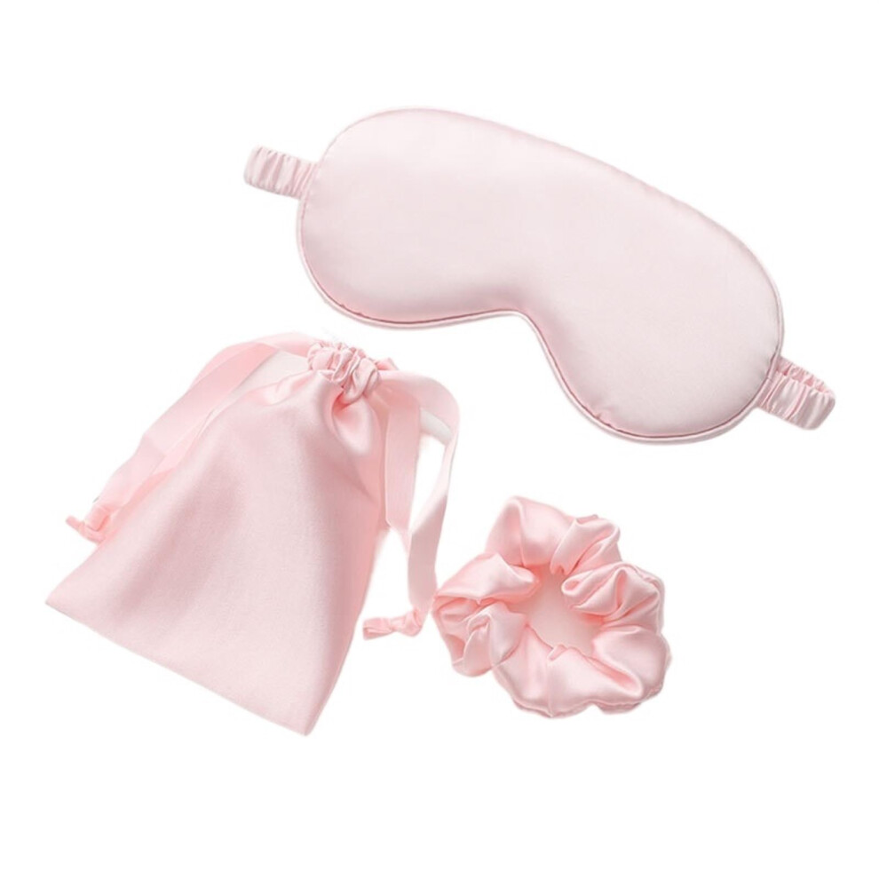 Light/Pink Imitated Silk Sleep Eye Mask Set Of 3 With Eye Patches Face Mask Eyeshade Blindfold Travel
