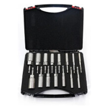 5.5mm19mm Hex Socket Sleeve Nozzles Nut Driver Set 15Piece For Power Screwdrivers Drills And Impact Drivers With Box