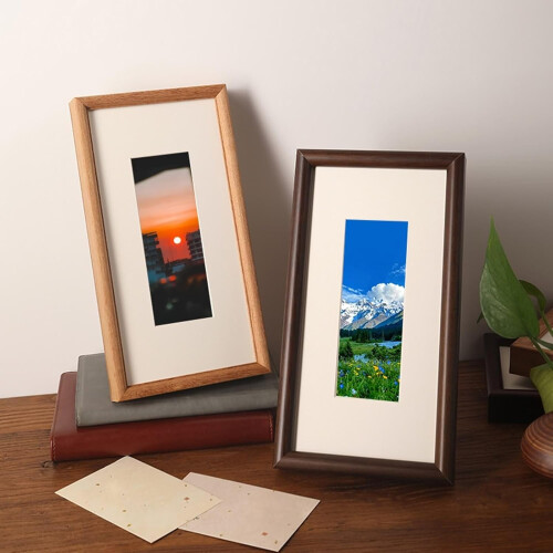 Photo Frame Walnut Wood Rectangular 6x12 Inch For Tabletop Or Wall Display 2