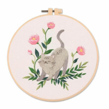 Embroidery Kits for Beginners Cat C Pattern Animal Pattern DIY Starter Kit With Instructions