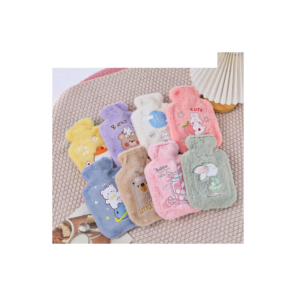 Hot Water Bottle 500ml Plush Detachable Cover Mini Portable Hand Warmer Pocket Sized For Girls
