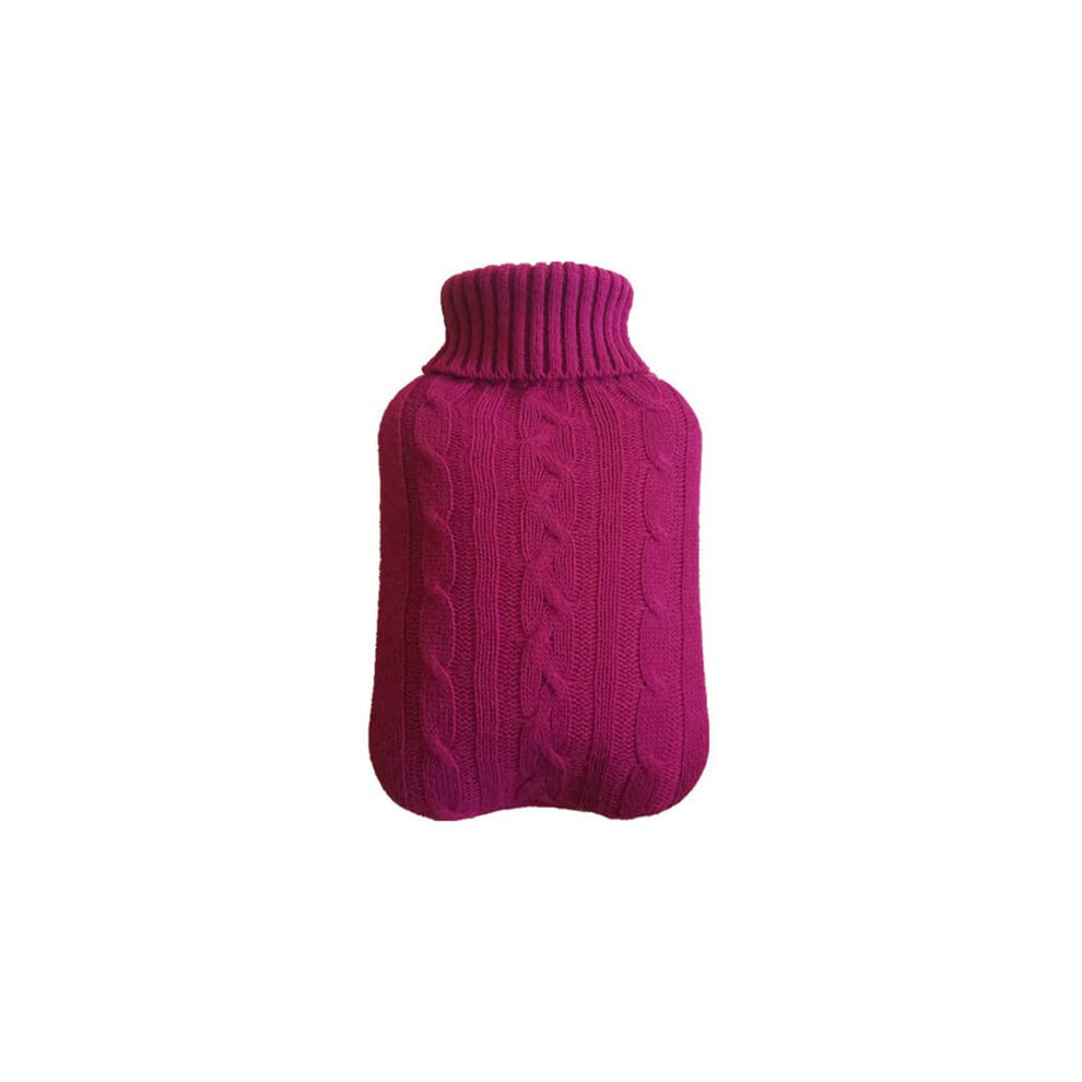 Hot Water Bottle 2000ml With Knitted Removable Warm Cover Washable Soft Protective Winter Rose Red
