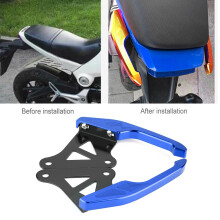 Motorcycle Pillion Passenger Grab Bar Blue Aluminum Rear Handle Kit