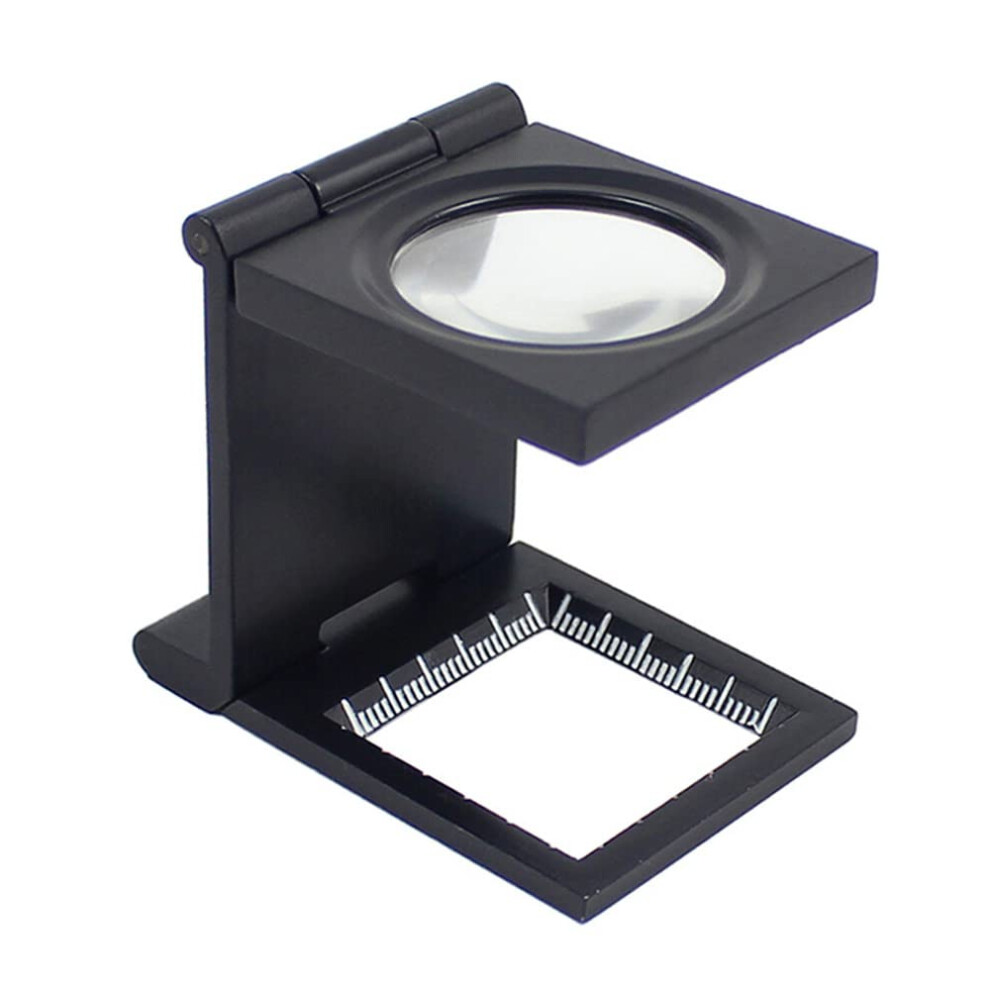 10X 28mm Mini Zinc Alloy Folding Magnifier With Scale For Textile Inspection Optical Glass Foldable Magnifying Tool